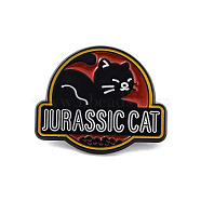 Gothic Jurassic Cat Zinc Alloy Enamel Pins, Halloween Brooch, for Backpack Clothes, Cat Shape, 25x30.5x1.5mm(JEWB-C028-02D-EB)