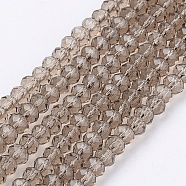 Transparent Glass Beads Strands, Faceted, Rondelle, Gray, 3x2mm, Hole: 0.5mm, about 160~165pcs/strand, 15.35 inch~15.75 inch(39~40cm)(GLAA-R135-2mm-15)