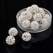 Pave Disco Ball Beads, Polymer Clay Rhinestone Beads, Round, Crystal, PP15(2.1~2.2mm), 10mm, Hole: 1.5mm(X-RB-A130-10mm-9)