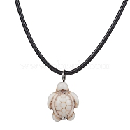 Synthetic Turquoise Pendant Necklaces, Tortoise, White, 17.40 inch(44.2cm)(NJEW-JN04531-02)