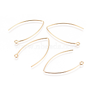 304 Stainless Steel Earring Hooks, with Horizontal Loop, Golden, 40.5x24.5x0.8mm, Hole: 2.3mm, 20 Gauge, Pin: 0.8mm(STAS-F227-26B-G)