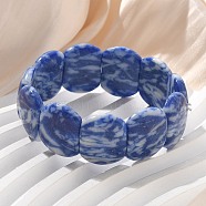 Handmade Lampwork Beaded Stretch Bracelets for Men Women, Oval, Royal Blue, 3/4~7/8x5/8 inch(1.95~2.1x1.65cm), Inner Diameter: 1-7/8~2-1/8 inch(4.8~5.5cm)(BJEW-G738-01B-13)