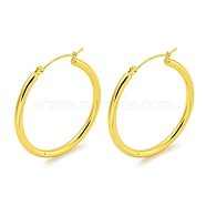 304 Stainless Steel Earrings, Half Round, Real 18K Gold Plated, 40.5x3mm(EJEW-R161-01A-G)