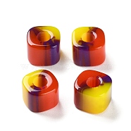 Resin European Large Hole Beads, Square, Yellow, 11.5~12x15~15.5x15~15.5mm, Hole: 6mm(RESI-U009-02A-01)