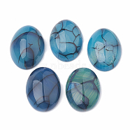 Natural Agate Cabochons,  Dyed, Oval, Dodger Blue, 25x18x7.5~8mm(G-S330-15C)