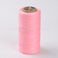 Flat Waxed Polyester Cords, Pink, 1x0.3mm, about 284.33 yards(260m)/roll(YC-K001-05)