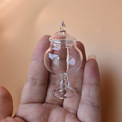 Mini Glass Goblet with Lid, for Dollhouse Accessories Pretending Prop Decorations, Clear, 32x71mm(BOTT-PW0001-245)