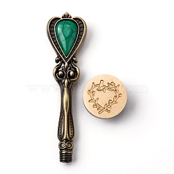 DIY Scrapbook, Brass Wax Seal Stamp, with Alloy Handles, for DIY Scrapbooking, Heart Pattern, Stamp: 25mm, Handle: 88.5x24.5x14mm, 2pcs/set(AJEW-WH0144-087)