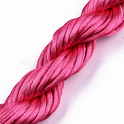 Polyester Thread, Deep Pink, 2mm, about 10m/bundle(X-OCOR-S124-11)