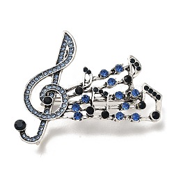 Musical Note Alloy Rhinestone  Brooches for Backpack Clothes, Colorful, 48x56.5mm(JEWB-Q009-08AS)