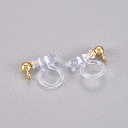 304 Stainless Steel and Plastic Clip-on Earring Findings, Real 18K Gold Plated, 11x11x3mm, Hole: 1.8mm(X-STAS-G225-27G)