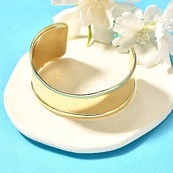 Rack Plating Brass Cuff Bangles, Open Bangles for Women, Cadmium Free & Lead Free, Real 18K Gold Plated, 1~1-5/8- inch(2.55~4.1cm), Inner Diameter: 1-7/8 x2-3/8  inch(4.8x6cm)(BJEW-A137-02G)