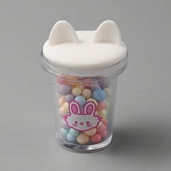 Transparent Resin Cat Ear Bottle Pendants, Bubble Milk Tea Cup Charms, Imitation Food, White, 22.5x35mm, Hole: 1.2mm(RESI-WH0021-65D)