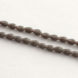 Glass Beads Strands, Faceted, teardrop, Gray, 5x3mm, Hole: 1mm, about 99~101pcs/strand, 19.7 inch(GLAA-Q042-45)
