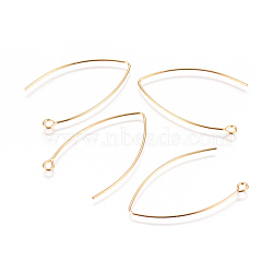 304 Stainless Steel Earring Hooks, with Horizontal Loop, Real 18K Gold Plated, 40.5x24.5x0.8mm, Hole: 2.3mm, 20 Gauge, Pin: 0.8mm(STAS-F227-26B-G)