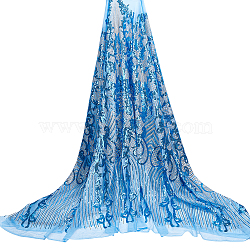 Embroidery Polyester Sequin Lace Fabric, for Clothing Accessories, Light Sky Blue, 152x0.06cm, 5 yards/pc(DIY-WH0028-36)