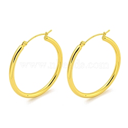 304 Stainless Steel Earrings, Half Round, Real 18K Gold Plated, 40.5x3mm(EJEW-R161-01A-G)