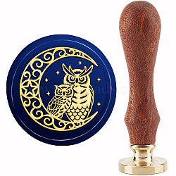 Brass Wax Seal Stamp with Handle, for DIY Scrapbooking, Owl Pattern, 3.5x1.18 inch(8.9x3cm)(AJEW-WH0184-0559)