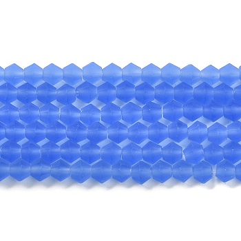 Imitate Austrian Crystal Frosted Glass Beads Strands, Grade AA, Faceted, Bicone, Cornflower Blue, 3.5~3.8x3mm, Hole: 0.8mm, about 113~115pcs/strand, 14.17~14.37 inch(36~36.5cm)