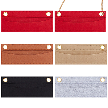WADORN 5Pcs 5 Colors Wool Felt Purse Organizer Insert, Mini Envelope Handbag Shaper Premium Felt, Bag Accessories, Rectangle, with Alloy Grommets, Mixed Color, 7x17x0.6cm, Hole: 10mm, 1pc/color