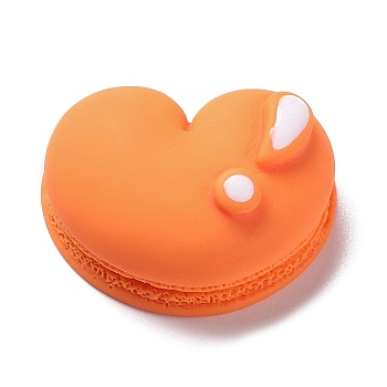 Opaque Resin Enamel Decoden Cabochons, Imitation Food, Heart Shaped Macaron, Dark Orange, 17x21.5x9.5mm
