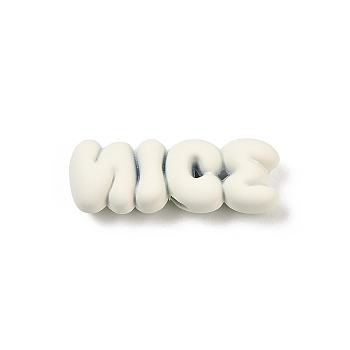 Spray Painted Alloy Beads, Letter, Lead Free & Nickel Free & Cadmium Free, White, 6.5x18x5mm, Hole: 1.6mm