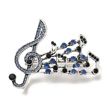 Musical Note Alloy Rhinestone  Brooches for Backpack Clothes, Colorful, 48x56.5mm