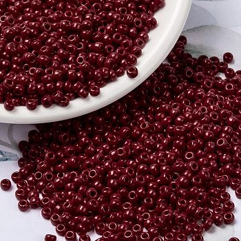 MIYUKI Round Rocailles Beads, Japanese Seed Beads, 8/0, (RR408D) Opaque Dark Red, 8/0, 3mm, Hole: 1mm, about 422~455pcs/10g