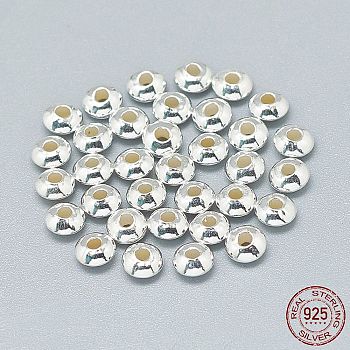 925 Sterling Silver Spacer Beads, Saucer Beads, Silver, 5x2.5mm, Hole: 1.5mm