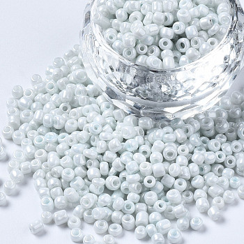 Glass Seed Beads, Baking Paint, Round Hole, Round, Aqua, 3~4x2~2.5mm, Hole: 0.8mm, about 450g/Pound