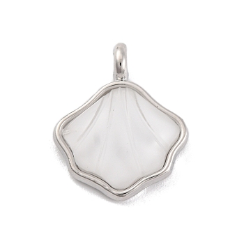 Alloy Resin Pendants, Shell Shapes, Platinum, 15.5x13x4mm, Hole: 1.8mm