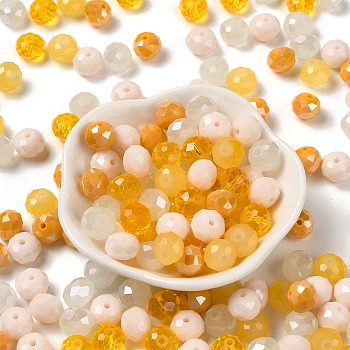 Glass Beads, Faceted, Rondelle, Gold, 10x8mm, Hole: 1mm, about 67pcs/60g