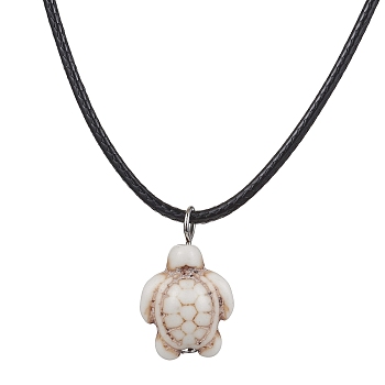 Synthetic Turquoise Pendant Necklaces, Tortoise, White, 17.40 inch(44.2cm)