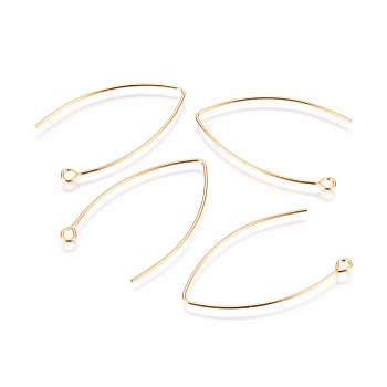 304 Stainless Steel Earring Hooks, with Horizontal Loop, Golden, 40.5x24.5x0.8mm, Hole: 2.3mm, 20 Gauge, Pin: 0.8mm