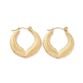 Ion Plating(IP) 304 Stainless Steel Double Leaf Wrap Hoop Earrings for Women, Golden, 23.5x22x2mm, Pin: 0.8mm