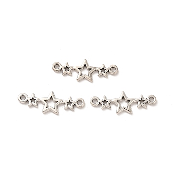 Tibetan Style Alloy Connector Charms, Triple Star Links, Nickel, Antique Silver, 9x25x1.5mm, Hole: 1.5mm, about 833pcs/500g