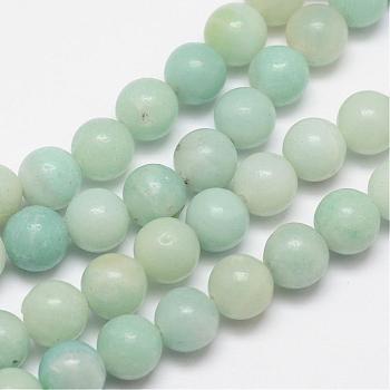Round Natural Amazonite Bead Strands, 10mm, Hole: 1mm, about 38pcs/strand, 16 inch