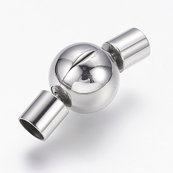 201 Stainless Steel European Style Clasps, Round, Stainless Steel Color, 20x10mm, Hole: 4mm