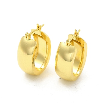 Brass Oval Thick Hoop Earrings for Women, Light Gold, 26x18x9mm, Pin: 0.7mm