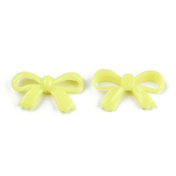 Opaque Acrylic Beads, Bowknot, Yellow, 18x30x5.5mm, Hole: 1.6mm, about 600pcs/500g