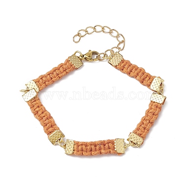 Braided Waxed Polyester Rectangle Link Chain Bracelets(BJEW-JB10000)-2