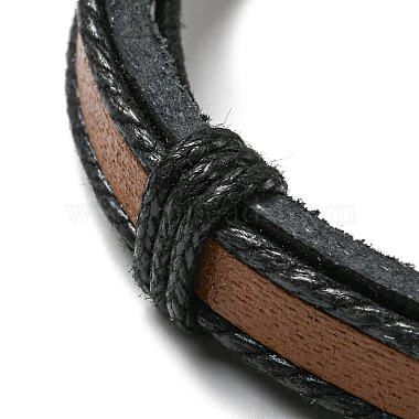 Bracelet à cordon en simili cuir tressé réglable de style 5pcs 5 serti de cordon ciré pour hommes(BJEW-F458-03)-4