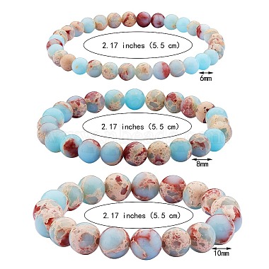Ensemble de bracelets extensibles en perles rondes en jaspe impérial synthétique de taille 3 pièces 3(BJEW-SW00064-26)-7