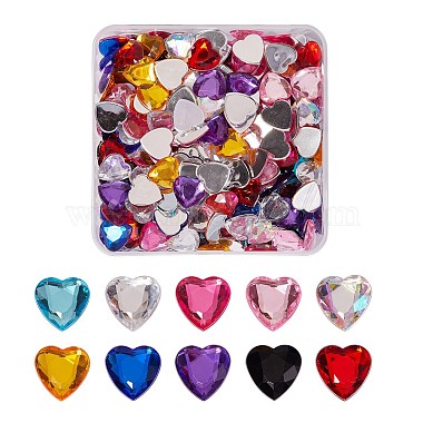 Mixed Color Heart Acrylic Rhinestone Cabochons