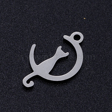 Non-Tarnish 304 Stainless Steel Kitten Pendants(A-STAS-Q201-JN272-1)-2