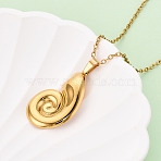 304 Stainless Steel Pendant Necklaces, Shell Shape, Ion Plating(IP), Real 18K Gold Plated, 17.72~18.11 inch(45~46cm)(NJEW-T018-26G)
