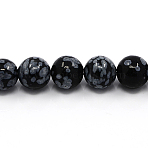 Natural Snowflake Obsidian Beads Strands, Round, 4~5mm, Hole: 1mm(G-G515-4mm-01)