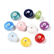 Handmade Pearlized Porcelain Beads, Rondelle, Mixed Color, 12x6.5mm, Hole: 2.3mm(PORC-E018-01-A)