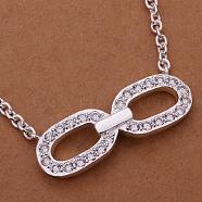 Simple Silver Color Plated Brass Cubic Zirconia Bowknot Pendant Necklaces For Women, 18 inch(NJEW-BB12891)
