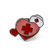 Medical Theme Enamel Pins, Gunmetal Alloy Badge for Women, Hat, 18x20x1.4mm(JEWB-K018-01E-B)